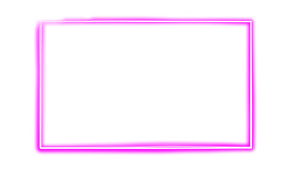 Pink neon rectangle shape frame. Vivid glowing Pink border isolated on transparent background. Shine glow light electric pink neon sign Banner, Mockup, presentation, Design element, PNG