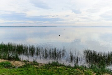 Sunset over Lake Narach on a summer evening.                               