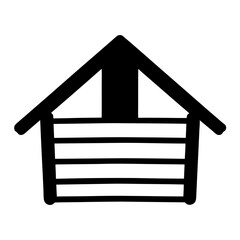 Black and white wooden shed vector illustration for storage building and garden house design