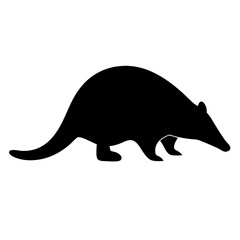 Black anteater silhouette vector illustration, wildlife animal graphic design, mammal icon, ant eater art