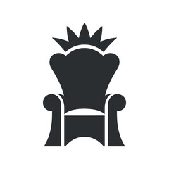 Elegant Royal Throne with Crown Vector Illustration, Symbol of Power, Authority, and Leadership on White Background