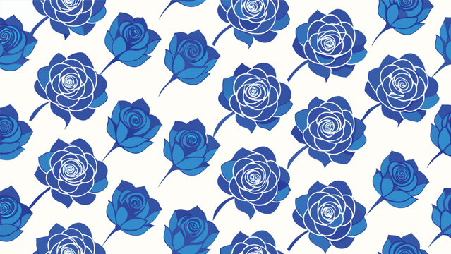 Elegant blue rose floral seamless pattern illustration suitable for textile and decorative designs