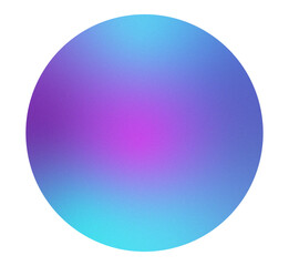 High resolution blue, pink and purple gradient circle with subtle grainy texture. Soft blurred edges and vibrant color transitions. Isolated PNG with transparent background. Vibrant gradient glow.	