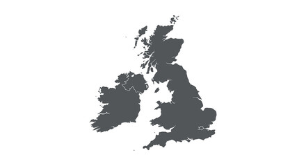 Detailed silhouette map of the united kingdom and ireland showing coastlines and islands. vector design. Silhouette vector design illustration
