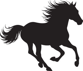 Galloping Horse Silhouette on Transparent Background Showcasing Equine Movement and Animal Spirit