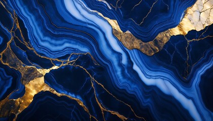 deep blue marble veined with gold like streaks of lightning across the surface forming a vibrant intense texture abstract stone shapes creating unique mineral formations