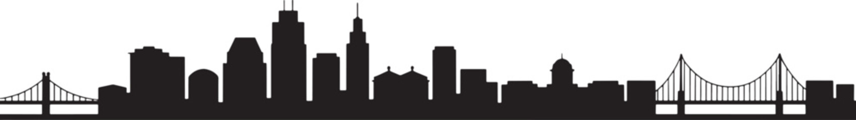Obraz premium Kansas City Skyline Silhouette Vector Illustration Urban Landscape Cityscape Landmark Design