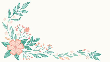 Elegant floral corner border with pastel colors and decorative botanical elements