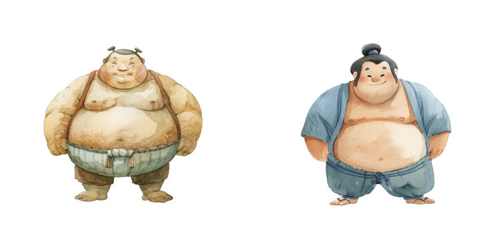 sumo watercolor vector illustration