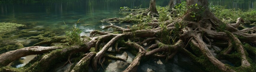 Nature roots hdr panoramic 360 degrees view