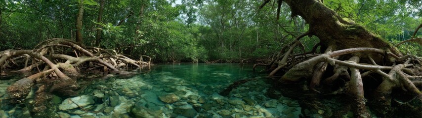 Fototapeta premium Exploring mangrove serenity nature hdr panorama