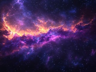 Fototapeta premium Vibrant Cosmic Nebula with Fiery Colors and Starry Background