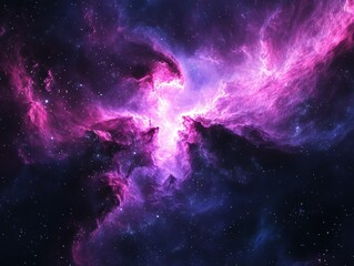 Obraz premium Cosmic Nebula in Vibrant Pink and Purple Hues in Deep Space