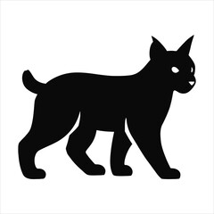 Silhouette of a wild lynx cat walking with pointed ears and a short tail