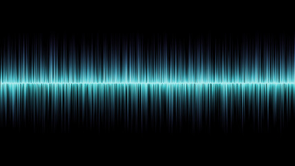Blue audio wave pattern against a black background with glowing effect