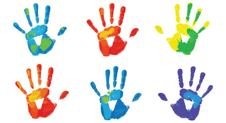 six set colorful handprint silhouettes representing diversity and unity. vector design. Silhouette vector design illustration
