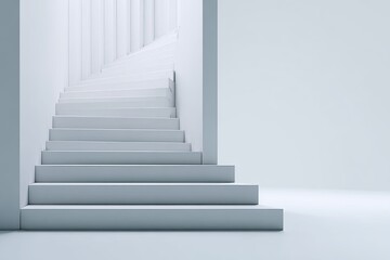 Abstract spiral staircase in a minimalist white space