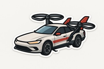 Naklejka premium Futuristic drone car design showcasing blend of automotive engineering and aerial technology featuring innovative construction and streamlined aesthetics for modern mobility experience