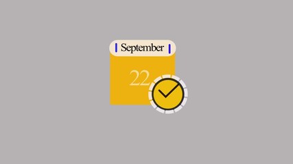 Schedule calendar icon animation.September month calendar date 22 animation .