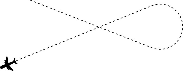 Airplane following a dashed line path that crosses itself.