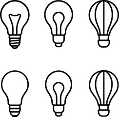 Naklejka premium Hot Air Balloon Light Bulb Vector Icon Collection