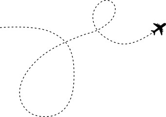 It features a dashed line path with one large loop and a connected smaller loop, suitable for travel routes with multiple destinations.