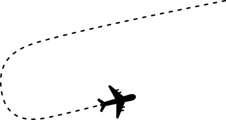 plane air route tourism travel dashed line returning and changing directio