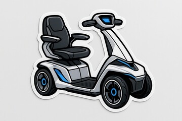 Modern electric mobility scooter design emphasizing sleek lines and angular aesthetics with a focus on user comfort and accessibility for individuals seeking independence in movement