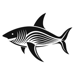 Obraz premium Shark Silhouette In Profile With Line Texture White Background