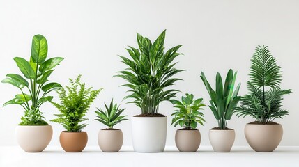 Obraz premium Lush Indoor Plants in Various Pots for Fresh Home Decor Ideas