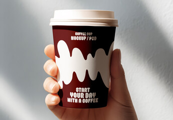 Coffee Cup Mockup Held by Hand in Soft Natural Light