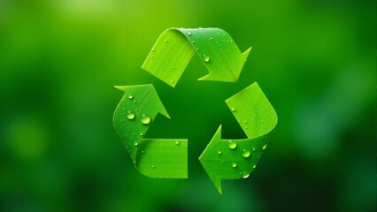 Innovative green recycling symbol showcasing nature's harmony and sustainability in an eco-conscious environment