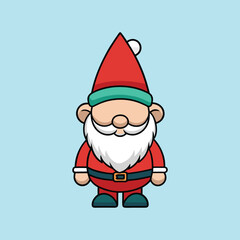 Cartoon Santa Claus with a Traditional Red Hat and a Festive Outfit