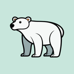 Obraz premium Cartoon polar bear illustration standing against a light green background with bold outline