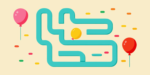 birthday maze with balloons and candy trails