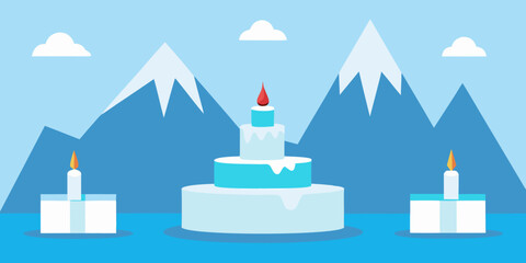ice sculpture birthday in snowy mountain region