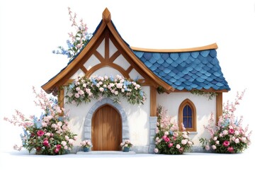 Cute Elf-style House Cute  Dwarf Cute Elf-style Flowers, Unique Cute Cartoon-style Look, Fairy-tale-style Look