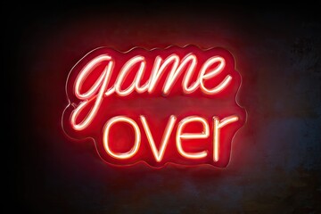 Object, symbol red minimalism neon sign text "game over", unique view, studio shooting without unnecessary objects
