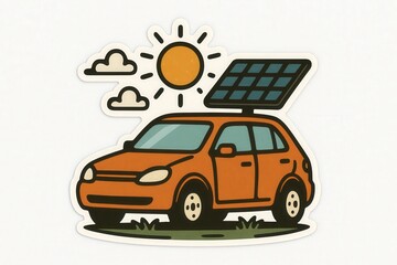 Naklejka premium Solar powered vehicle showcasing innovation in sustainable transport under a bright sun, emphasizing renewable energy and environmental consciousness in modern mobility solutions