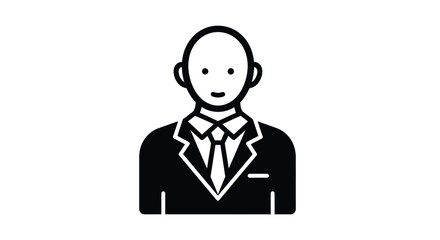 Fototapeta premium A vector image depicting a businessman in a suit and tie, perfect for business presentations,Iconic vector image of a bald businessman, symbolizing corporate professionalism and authority