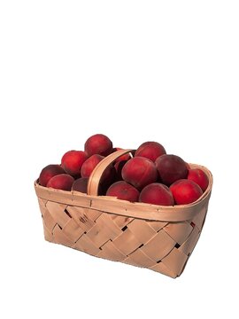 Peaches in a wooden basket