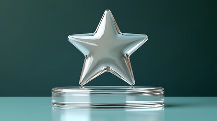Shiny star award on a clear pedestal.