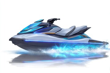 speed boat on white background, jet ski