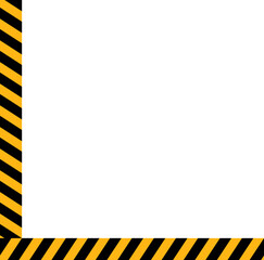 A path forming a corner with yellow and black diagonal stripes resembling a traffic sign.