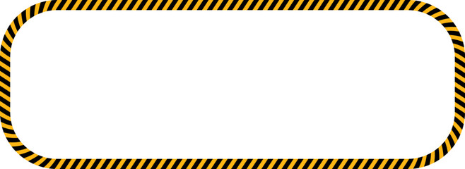 A rectangular frame with rounded corners and yellow and black diagonal lines.