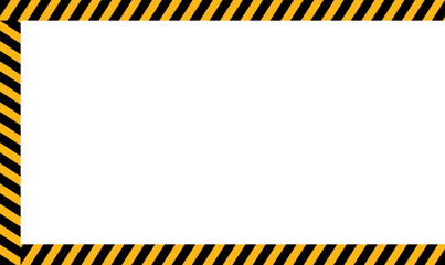 A rectangular shape with one open side and yellow and black diagonal lines.