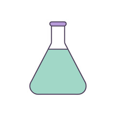 Simple flat design a science flask with light blue liquid laboratory