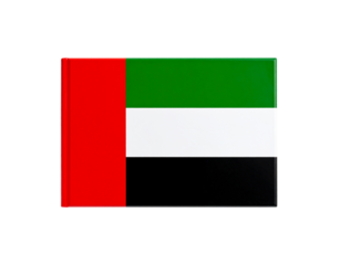 Title - Flat United Arab Emirates Flag with Clean Edges, Top-Down View, isolated transparent background png