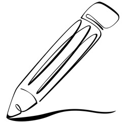 Pencil - Vector Illustration, Minimalism, Black Outline. School, Office, Creative Projects