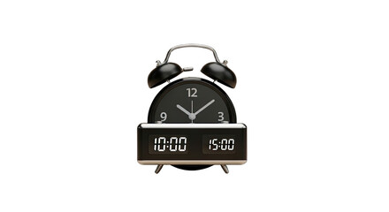 Fototapeta premium Classic black alarm clock displaying 1000 and 1500 times